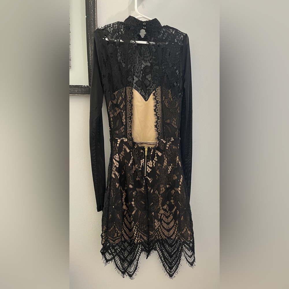 Material Girl Black Lace Long-Sleeve Mini Dress - Picture 2 of 5